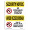 Signmission OSHA Security Sign, 5" Height, 7" Width, No Concealed Weapons Bilingual, Landscape, SN-D-57-L-11587 OS-SN-D-57-L-11587 - alternate 1